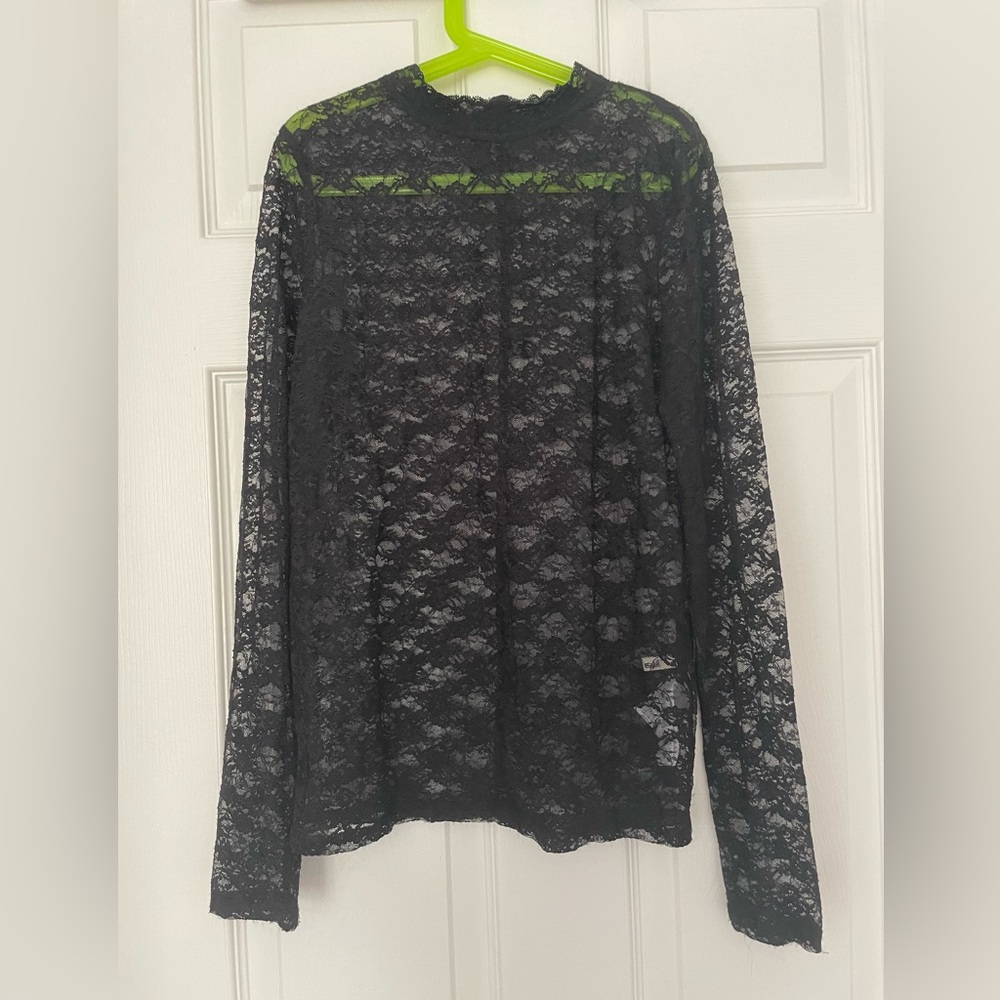 Snidel black sheer lace top
